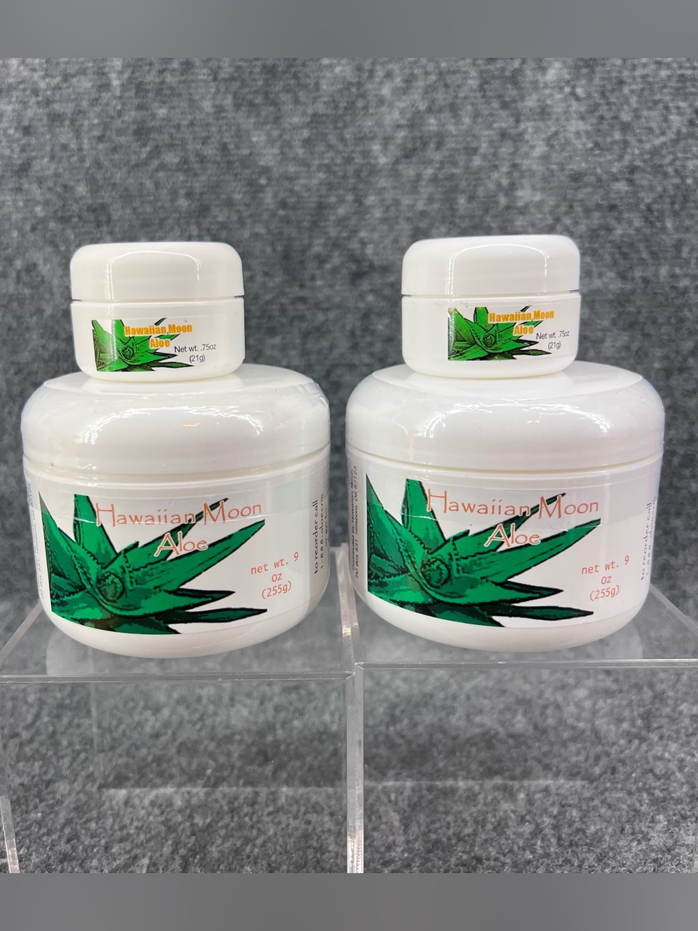 (2) 9oz Hawaiian Moon Aloe Cream Moisturizer  & (2) .75 travel sized  New